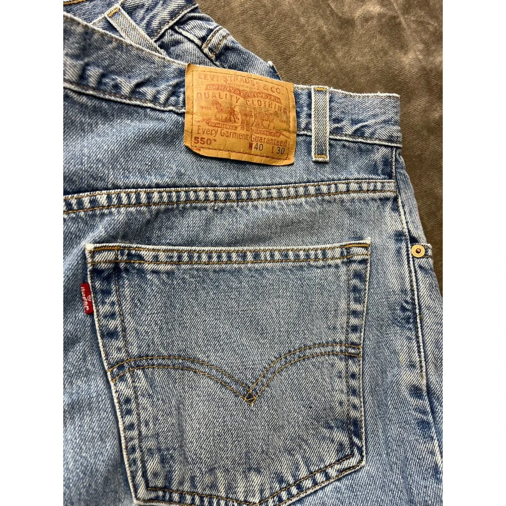 Levi's 550 Relaxed Fit Men's Jeans W40‎ L30 Blue Denim Casual Classic black bat